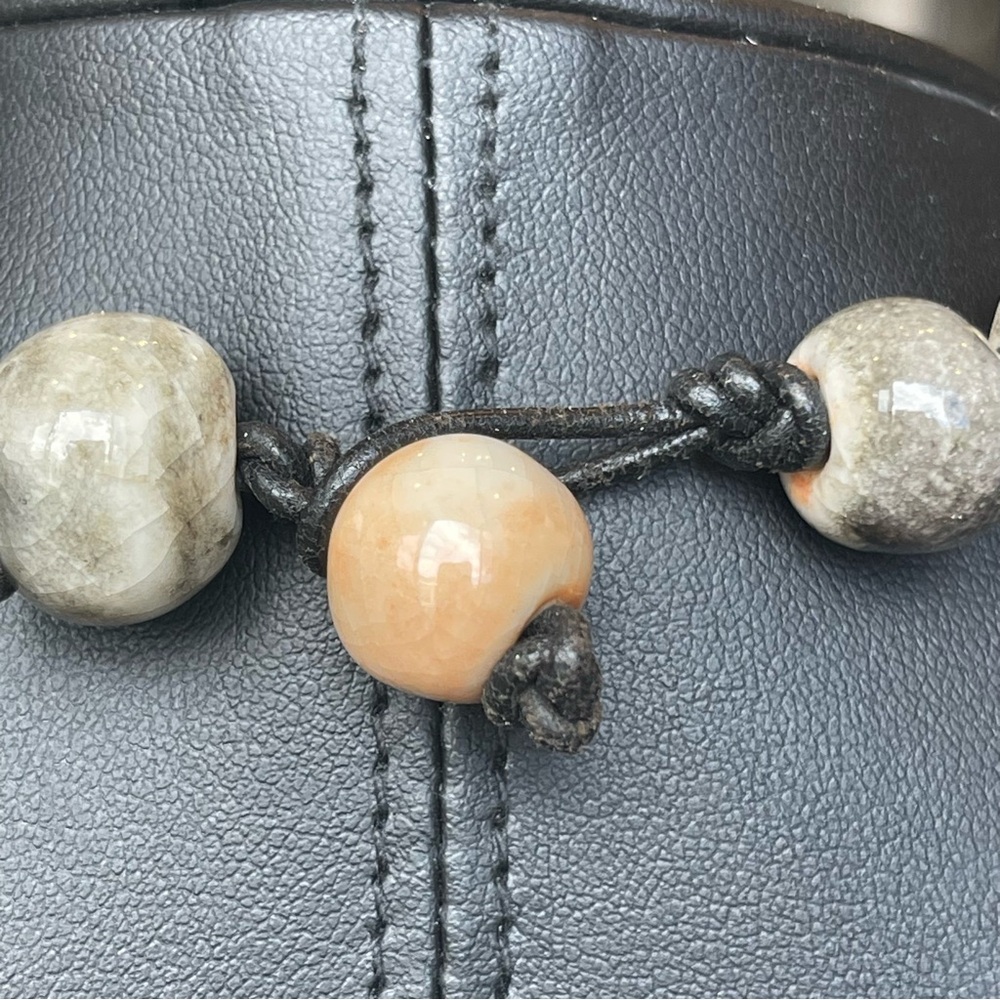 Ceramic Beaded Geometric Statement Necklace Artis… - image 4